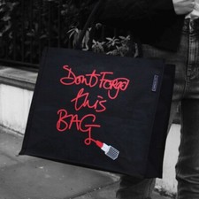 LULU GUINNESS Juco Black Red Shopping Tote Don’t Forget This Bag For Life Tesco
