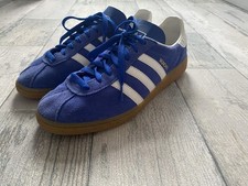 adidas Men's Blue Suede Munchen Uk 9  Trainers gum Soles VGC