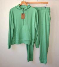 EX F & F GREEN RIBBED HOODIE+JOGGING BOTTOM TRACKSUIT SET SIZE 8-10-16