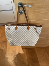 Louis Vuitton Damier Azur Neverfull GM Extra Large Canvas Tote Bag Leather Trim
