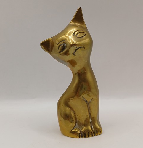 Vintage solid brass cat - solid, statue