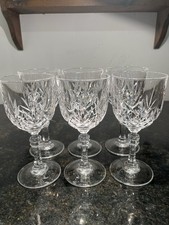 Set of 6 Vintage Cut Crystal Wine Glasses – Diamond & Fan Design – 15cm Tall