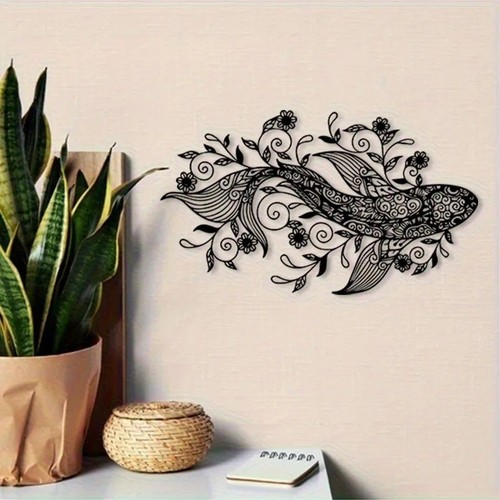 Koi fish mandala metal wall - fish,