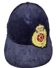 Maison Michel Paris Corduroy Baseball Cap. Navy blue. Side L