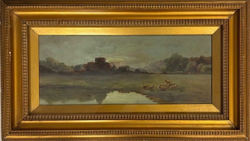 19th century oil board - on,