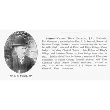 Charles Hugh Everard JP of Newlands, East Grinstead - Antique Print 1910