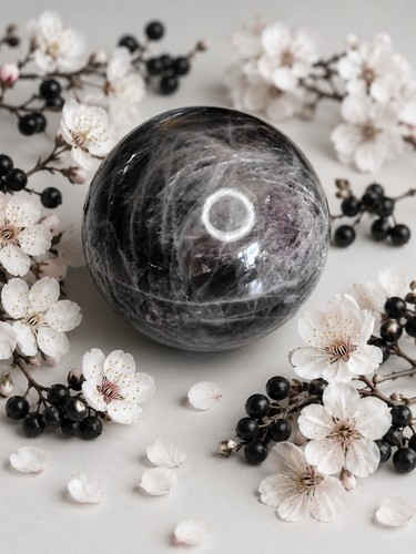 Black moonstone silver sheen - black, w