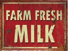 FRESH FARM MILK Retro RUSTED Look Metal Sign Gift Workshop Kitchen CAVE