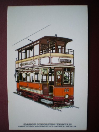 Postcard bus tram glasgow - tram,