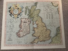 Map Of The BRITISH ISLES from MERCATOR'S Atlas 1595 Reproduction Print