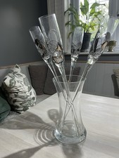 Retro Vintage Champagne Flute Stems In Vase - Set Of 5