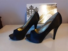 NEW Black Satin Peep Toe