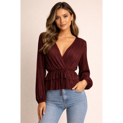 Zara chocolate brown plissé - chocolate,
