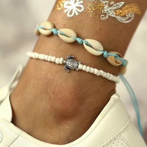 Ankle bracelet boho turtle - bracelet,