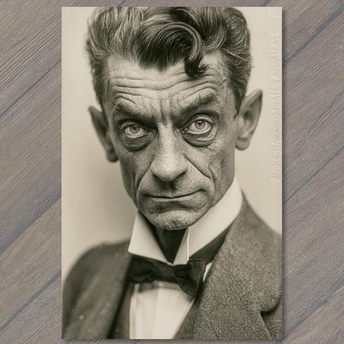 Postcard black white - black, man
