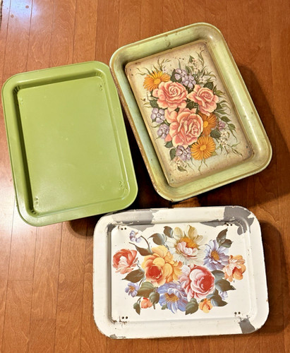 Vtg mcm metal lap - metal, set
