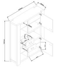 Next Corsica Oak Bookcase Shelving and Storage Unit Book case shelf drawers