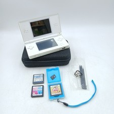 Nintendo DS Lite White Working With 3 Games 4GB Memory Card Plus Stylus & Case