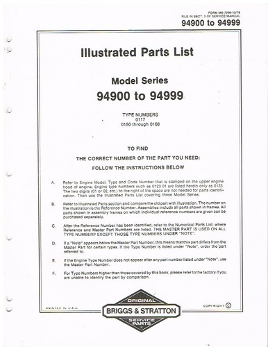Briggs stratton cyl series - &, 1-cyl