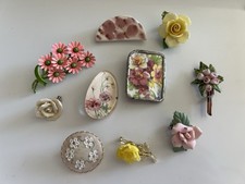 VTG Floral Brooch Lot Ceramic