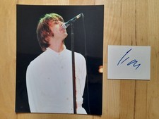 LIAM GALLAGHER (OASIS) HAND-SIGNED WHITE CARD + UNSIGNED GLOSSY 10"X8" PHOTO