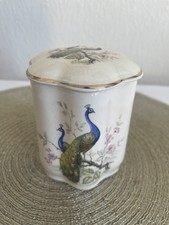 Palissy Royale Collection Lidded Trinket Jar – Peacock Design – Royal Worcester
