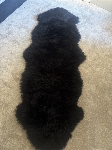 Sheep skin rug dunelm black - rug,