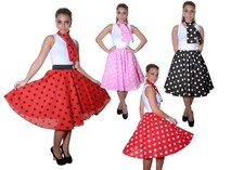 Long Ladies' Polka Dot Rock 'N' Roll Poodle Skirt – Retro Grease Style!