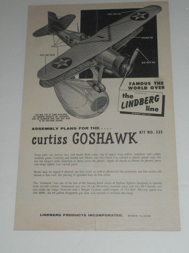 Lindberg curtiss goshawk model - goshawk,