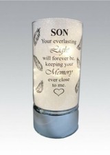 Son - Memorial Light Up Tube - Thoughts Of You Feather Heart Verse Memory