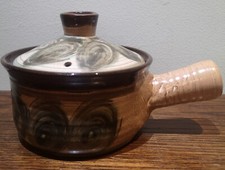 Vintage Studio Skegness Pottery Handled Preserve Pan With Lid Handmade