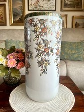 Vintage Chinese Large Ceramic Umbrella Stand Urn Hand Painted Floral White
