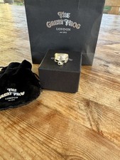 The Great Frog  Silver Skull Teethless Ring, Size P