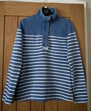 Joules Denim Blue & White Striped Half Zip Sweatshirt ~ Size 8