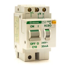 CRABTREE POLESTAR RCBO 602C/103 10 AMP 30mA DOUBLE POLE MCB/RCD TYPE C10