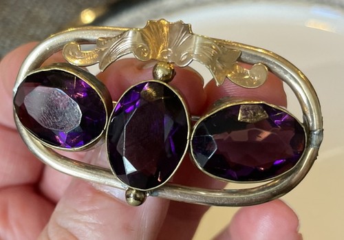 Victorian gilt amethyst paste - victorian,