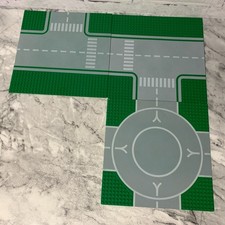 Lego Road Baseplates x3 Green 32x32 Studs Roundabout T Junction Bundle Vintage
