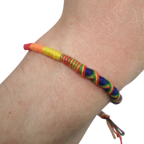 Cotton rainbow bracelet - rainbow,