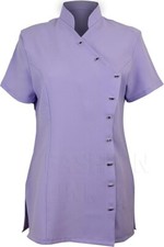 Women wear aysmmetric ladies shortsleeve tunic top button fastening dress 8-26