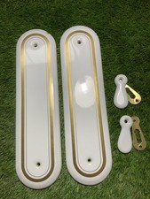 Pair Of New Old Stocks Porcelain Door Finger Plates W/Escutcheons B801