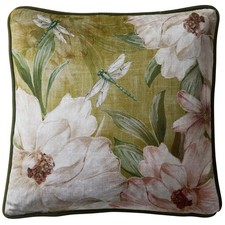 Luxury Floral Sofa Scatter Cushion Cover Dragonfly Velvet 43x43cm Olive Green