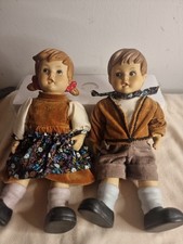 Vtg Hummel Goebel Style Hansel Gretel String Jointed Porcelain Dolls Bisque 10”