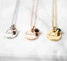 Name and birthstone necklace