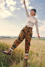 NEW LUCY & YAK ALEXA SUNFLOWERS COTTON TROUSERS SIZE MEDIUM REGULAR