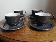  Set Of 4 Denby Coloroll Saville Grey Teacups & Saucers Made In England VGC (#3)