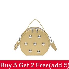 Street Style Pu Round Shoulder Bag With Studded Details For Daily Casual Wear