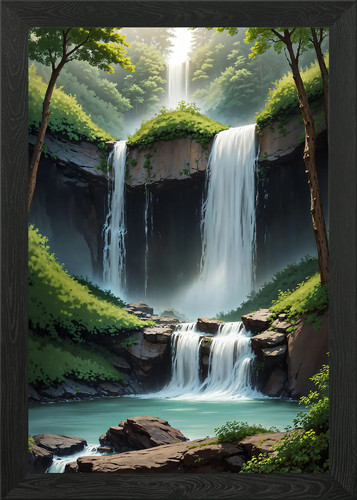 Beautiful waterfall framed - waterfall,