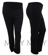 NEW LADIES Plus BIG Size BOOTLEG STRETCH FINELY RIBBED TROUSERS BLACK SIZE 8-26