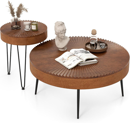 Farmhouse round coffee table - round,