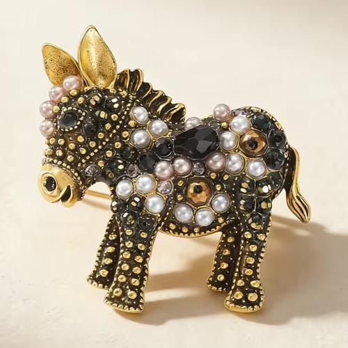 Donkey brooch gold - brooch,